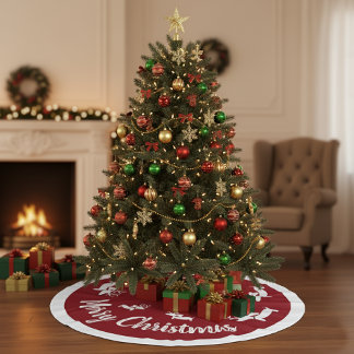 Dackel Weihnachtsbaumrock Frohe Weihnachten Polyester Weihnachtsbaumdecke