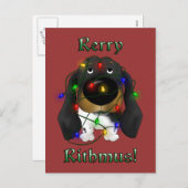 Dackel Weihnachtsbeleuchtung Feiertagspostkarte (Vorne/Hinten)