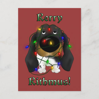 Dackel Weihnachtsbeleuchtung Feiertagspostkarte