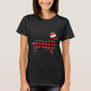 Dackel Weihnachtsdekorationen Rotes Kariertes Buff T-Shirt