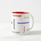Dackel Weihnachtsfarbe Schriftart Zweifarbige Tasse (VorderseiteRechts)