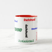 Dackel Weihnachtsfarbe Schriftart Zweifarbige Tasse (Mittel)
