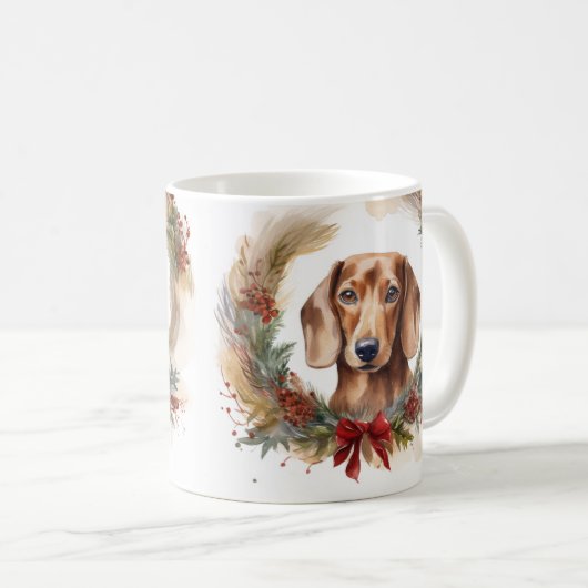 Dackel Weihnachtsfest Kaffeetasse (VorderseiteRechts)