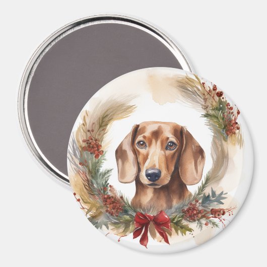 Dackel Weihnachtsfest Magnet (Vorderseite/Rückseite)