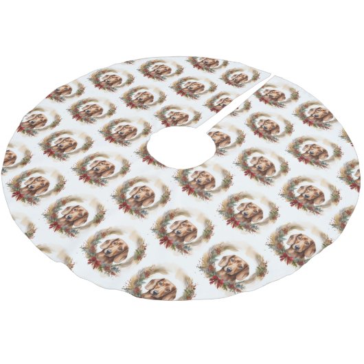 Dackel Weihnachtsfest Polyester Weihnachtsbaumdecke (Schrägansicht)