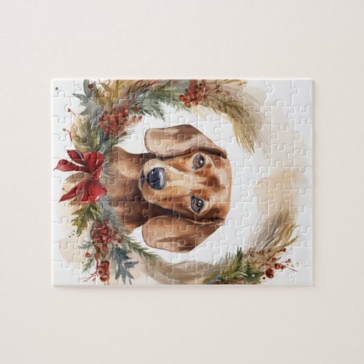Dackel Weihnachtsfest Puzzle (Horizontal)