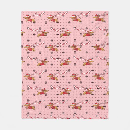 Dackel Weihnachtsgeschenk Fleecedecke (Vorderseite)