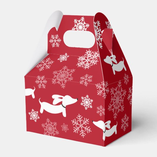 Dackel Weihnachtsgeschenk Gefallen Box Schneeflock Geschenkschachtel (Rückseite)