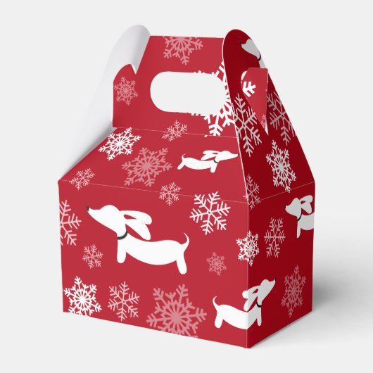 Dackel Weihnachtsgeschenk Gefallen Box Schneeflock Geschenkschachtel (Vorderseite)