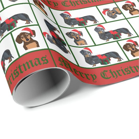 Dackel-Weihnachtsgeschenk-Verpackung Geschenkpapier (Rolleneckpunkt)