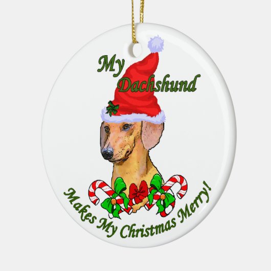 Dackel Weihnachtsgeschenke Ornament (Links)