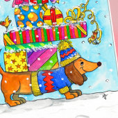 Dackel Weihnachtsgrüßkarte von Nicole Janes Karte