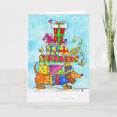 Dackel Weihnachtsgrüßkarte von Nicole Janes Karte (Vorderseite)