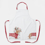 Dackel Weihnachtshund gemütliche Pullover mit Lich Schürze (Vorderseite)