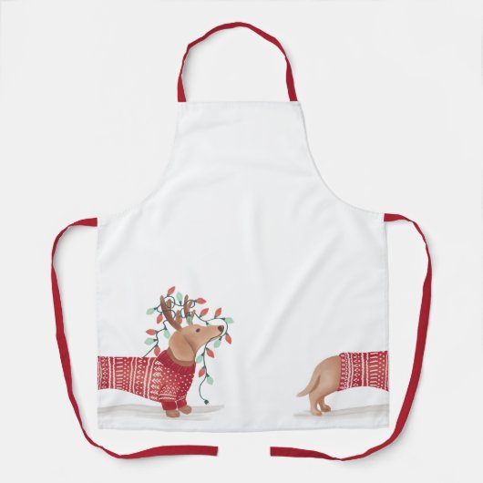 Dackel Weihnachtshund gemütliche Pullover mit Lich Schürze (Vorderseite)