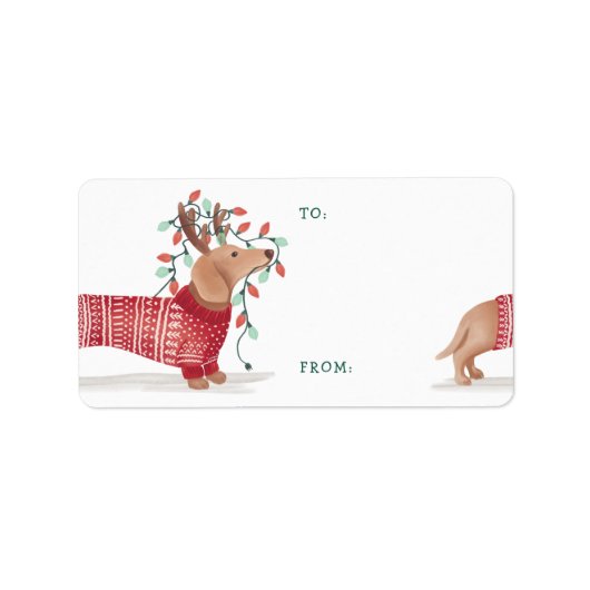 Dackel Weihnachtshund gemütlichen Pullover mit Lic Adressaufkleber (Vorne)