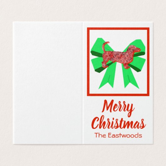 Dackel Weihnachtshund & Grüner Bow Kleine (Außenseite Aufgefaltet)