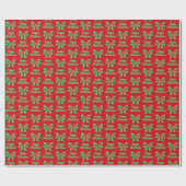 Dackel Weihnachtshund & Grüner Bow Red Geschenkpapier (Flach)