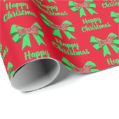 Dackel Weihnachtshund & Grüner Bow Red Geschenkpapier (Rolleneckpunkt)