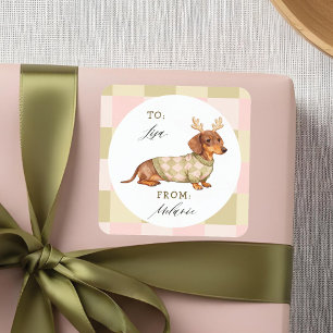 Dackel Weihnachtshund Schachtelkraut Quadratischer Aufkleber