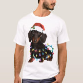 Dackel Weihnachtshund schöner Hut T-Shirt (Vorderseite)