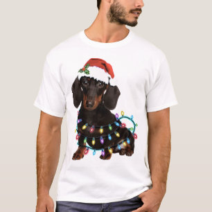 Dackel Weihnachtshund schöner Hut T-Shirt