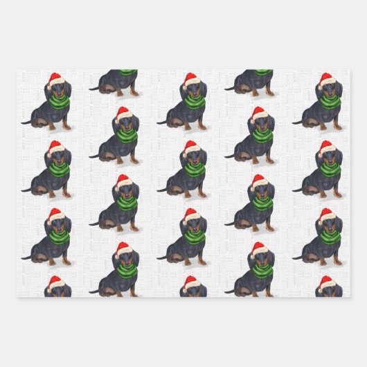 Dackel Weihnachtshund und Kariert Geschenkpapier Set (Vorderseite 2)