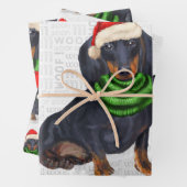 Dackel Weihnachtshund und Kariert Geschenkpapier Set (Beispiel)