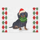 Dackel Weihnachtshund und Kariert Geschenkpapier Set (Vorderseite)