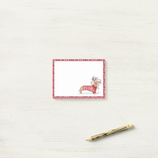 Dackel-WeihnachtshundeCozy Rot gestrickte Post-it Klebezettel (Auf Schreibtisch)