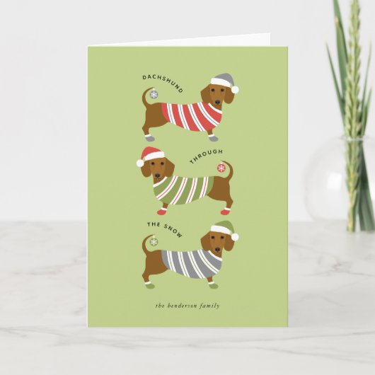 Dackel Weihnachtskarte Feiertagskarte (Vorderseite)
