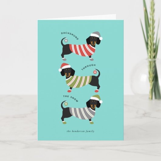 Dackel Weihnachtskarte Feiertagskarte (Vorderseite)