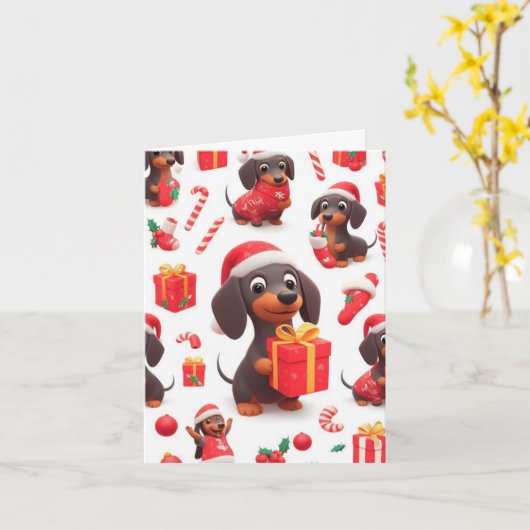 Dackel Weihnachtskarte Karte (Gelbe Blume)