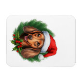 Dackel Weihnachtskranz Magnet (Horizontal)