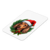 Dackel Weihnachtskranz Magnet (Linke Seite)