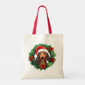 Dackel Weihnachtskranz Tragetasche (Rückseite)