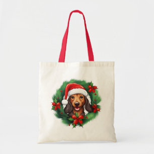 Dackel Weihnachtskranz Tragetasche