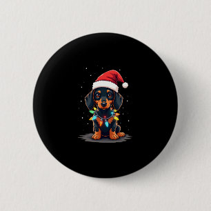 Dackel Weihnachtslicht Weihnachtsmannmütze Weihnac Button