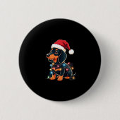 Dackel Weihnachtslicht Weihnachtsmannmütze Weihnac Button (Vorderseite)