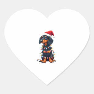 Dackel Weihnachtslicht Weihnachtsmannmütze Weihnac Herz-Aufkleber