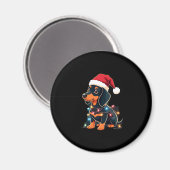 Dackel Weihnachtslicht Weihnachtsmannmütze Weihnac Magnet (Vorderseite/Rückseite)