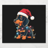 Dackel Weihnachtslicht Weihnachtsmannmütze Weihnac Schaumweinetikett (Einzelnes Label)