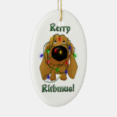 Dackel - Weihnachtslichter Keramikornament (Rechts)