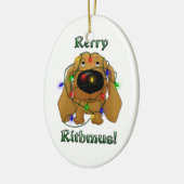 Dackel - Weihnachtslichter Keramikornament (Links)