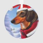 Dackel, Weihnachtsmann, Personalisierung, Weihnach Ornament (Rückseite)