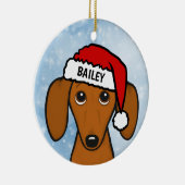 Dackel Weihnachtsmannmütze Niedliche Dackel Hund I Keramik Ornament (Rechts)