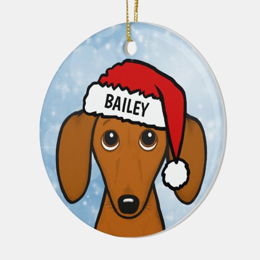 Dackel Weihnachtsmannmütze Niedliche Dackel Hund I Keramik Ornament (Links)