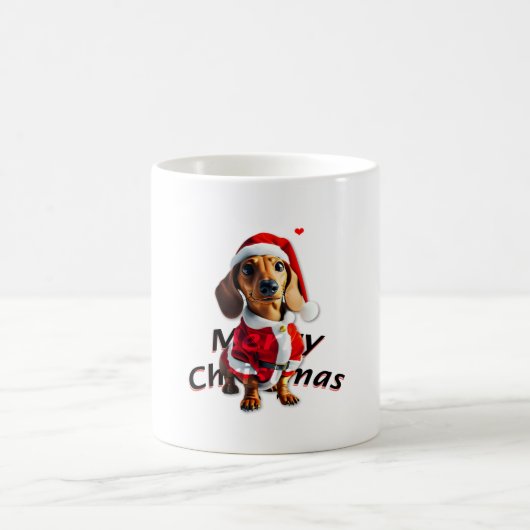 Dackel Weihnachtsmannmütze Santa Kleidung Kaffeetasse (Mittel)