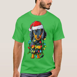 Dackel Weihnachtsmannmütze Weihnachten Lights Happ T-Shirt