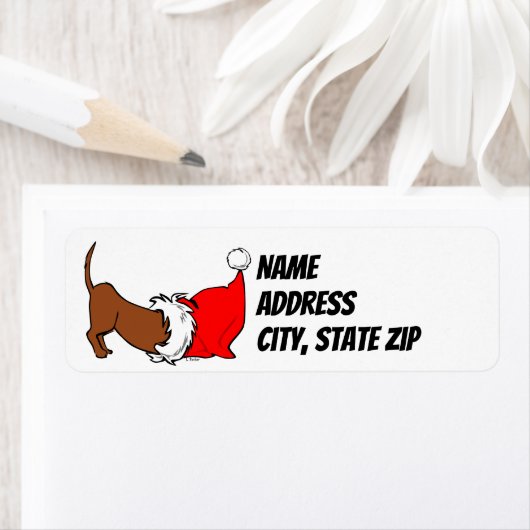 Dackel Weihnachtsmannmütze Weihnachten Rücksendead (Insitu)